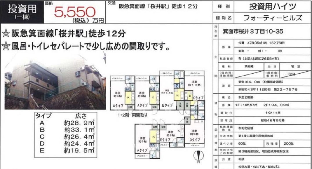 箕面　桜井　収益マンション