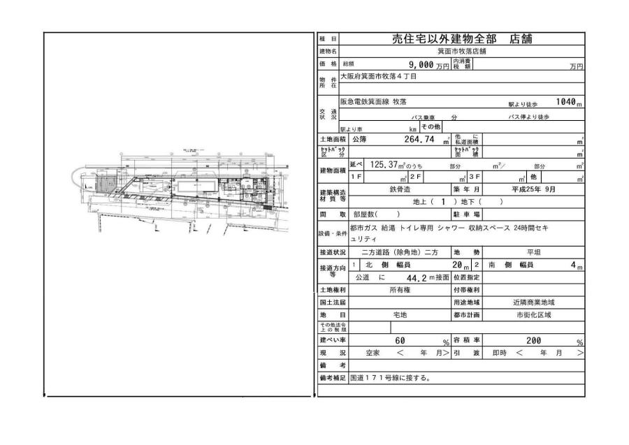 箕箕面　小野原　彩都　売土地　中古戸建