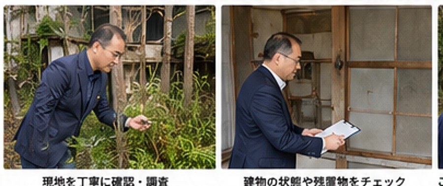 空き家の現地調査を行うKEA代表 北岡学